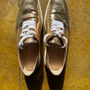 Prada Gold and White Sneakers